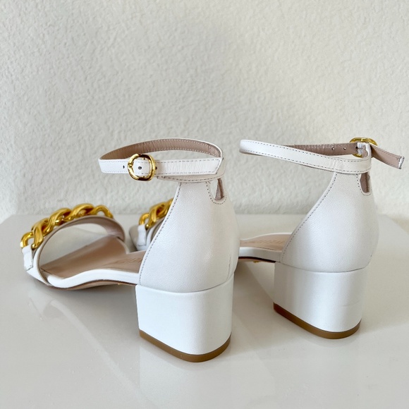 Stuart Weitzman Amelina Chain Block-Heel Leather Sandals | Size 6.5 - Picture 3 of 5